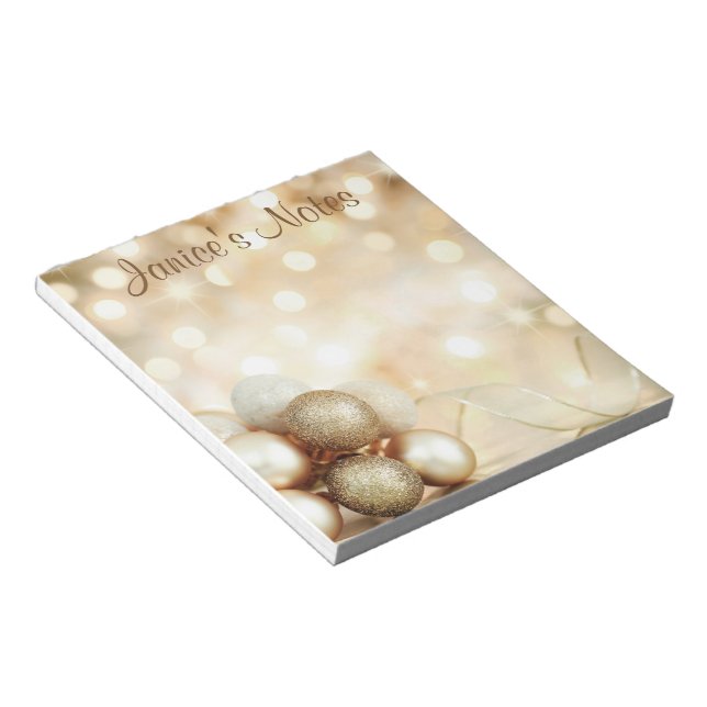 Bloc De Notas Bolas de ornamento de Bokeh dorado (Lado Derecho)