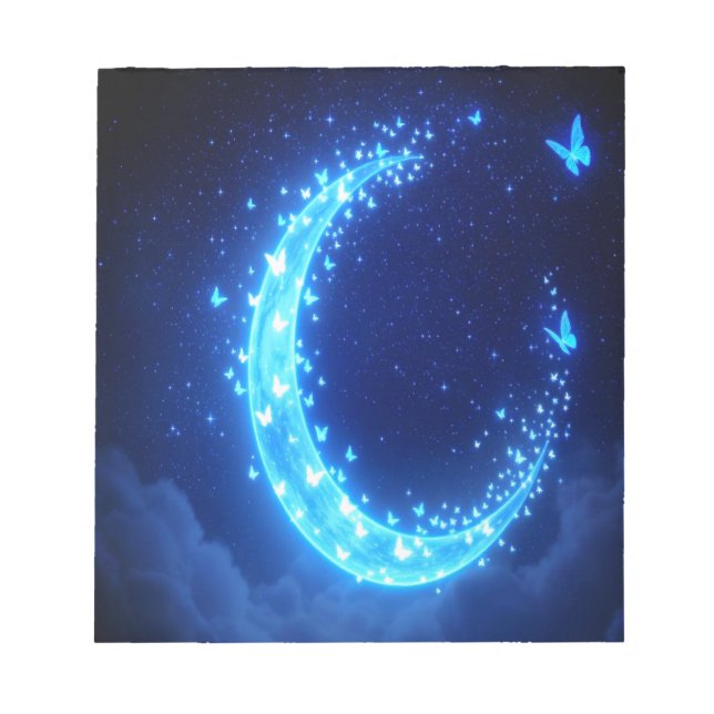 Bloc De Notas Boletín de mariposa iluminado por luna - Notepads  (Frente)