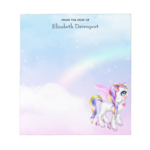 Bloc De Notas Bonita unicornio con barro arco iris y cola