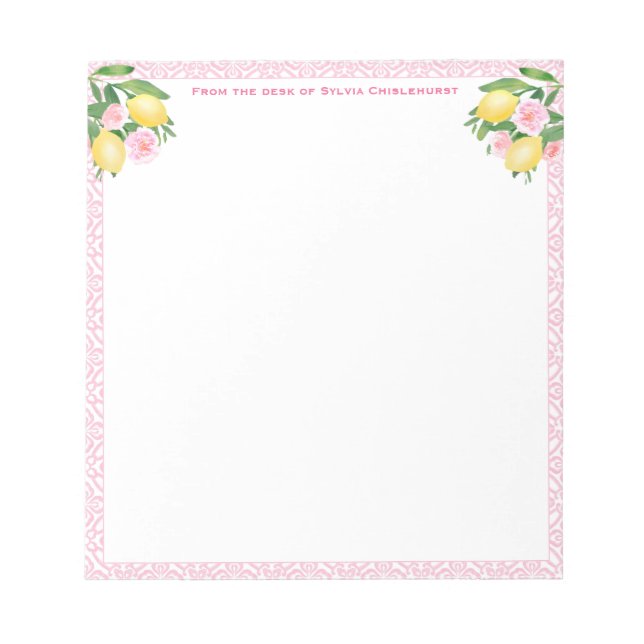 Bloc De Notas Bonito Amalfi Lemons | Desde El Escritorio De (Frente)