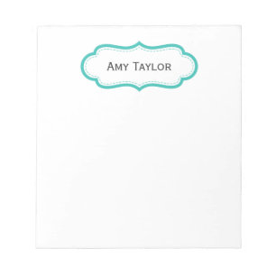 Bloc De Notas Bonito Aqua Green Nombre Personalizado Notepad