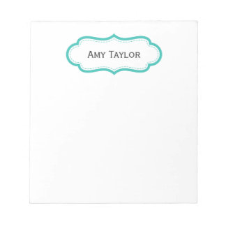 Bloc De Notas Bonito Aqua Green Nombre Personalizado Notepad