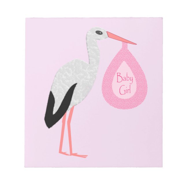 Bloc De Notas Bonito Bebé Rosa Stork (Frente)