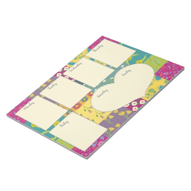 Bloc De Notas Bonito Boho Máximalist Quilt Weekly Planner (Lado Derecho)
