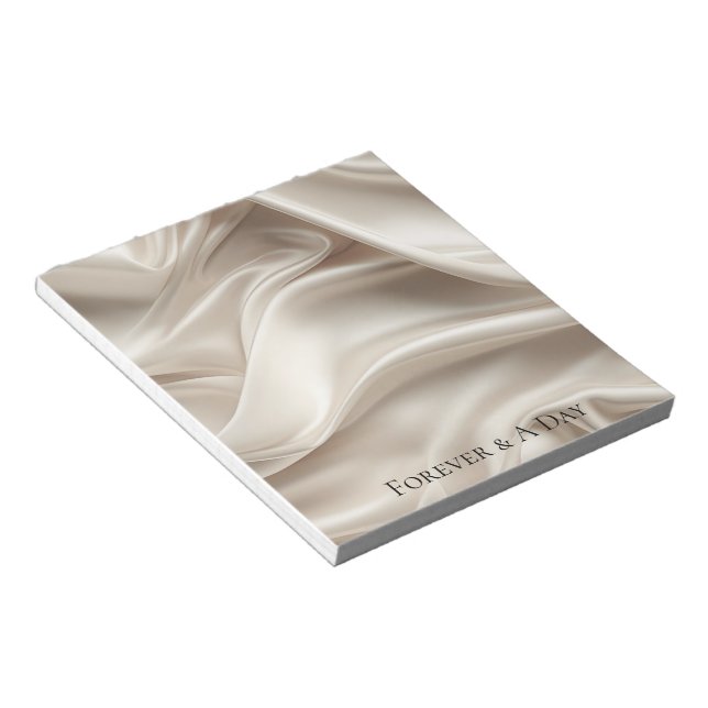 Bloc De Notas Bonito Champagne Gold Romantic Faux Satin Boda (Lado Derecho)