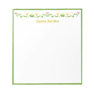 Bloc De Notas Bonito Dainty Flower Heart Border Personalizado