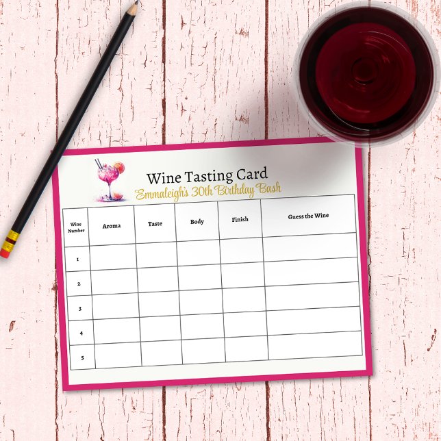 Bloc De Notas Bonito en 30 años rosado adivina el vino (Subido por el creador)