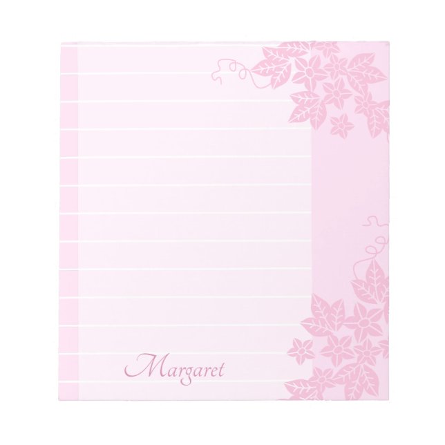 Bloc De Notas Bonito Floral Rosa Llenado (Frente)