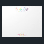 Bloc De Notas Bonito Monogramada Para Hacer Una Lista Del Arcoir<br><div class="desc">Bonito Monogramada Para Hacer Lista De Bloc De Notas Grande De Arcoiris Moderno. El guión de bonito en la parte superior del papel dice A HACER LIST en bonito pincel de arco iris con letras de color de agua. La parte inferior del papel se monograba con la primera o la...</div>