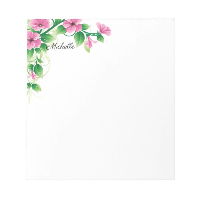 Bloc De Notas Bonito Morning Glory Flowers Notepad your TEXT (Frente)