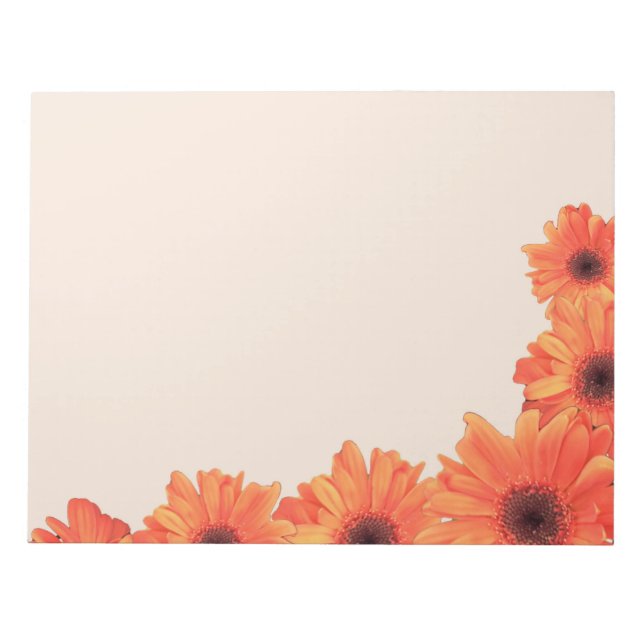 Bloc De Notas Bonito Naranja Daisies Notepad (Frente)