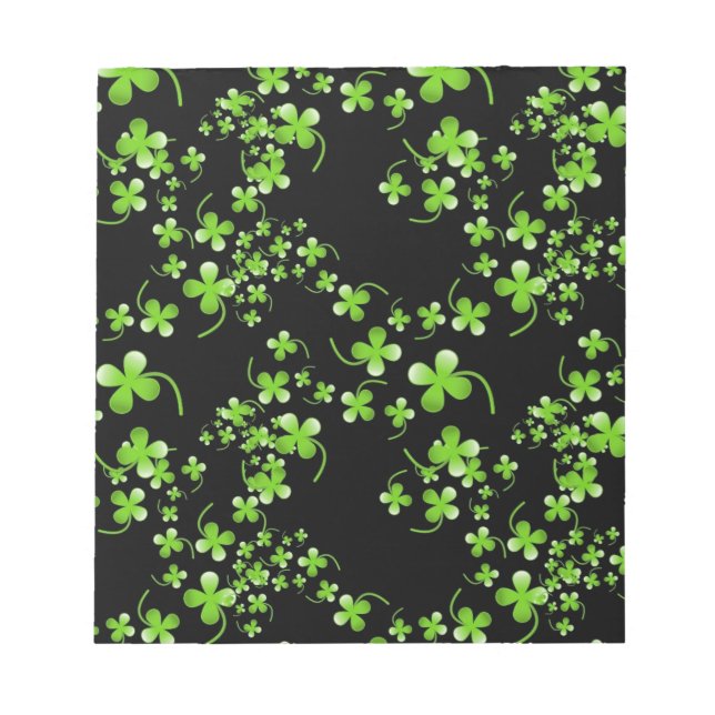 Bloc De Notas Bonito Patrón de Shamrock, verde sobre accesorio n (Frente)