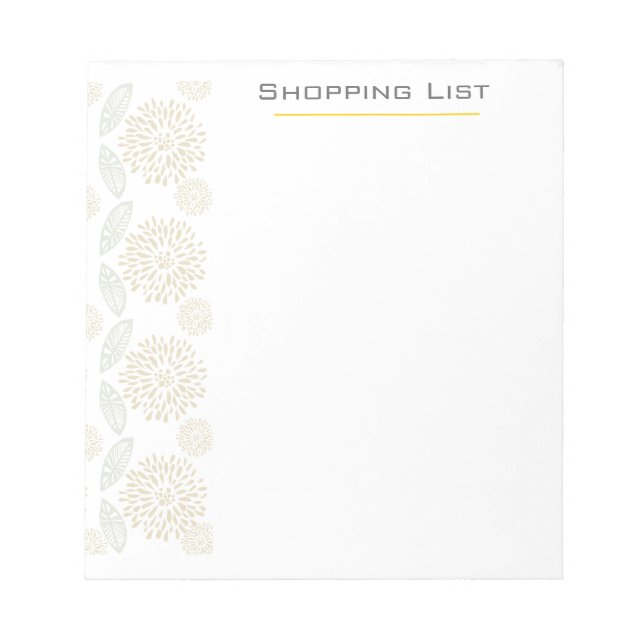 Bloc De Notas Bonito personalizable Flores elegantes (Frente)