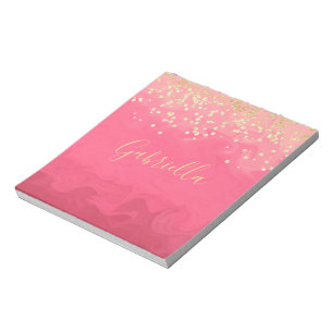 Bloc De Notas Bonito personalizada en rosa con oro