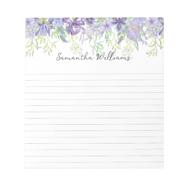 Bloc De Notas Bonito personalizado de frontera floral notepad (Frente)
