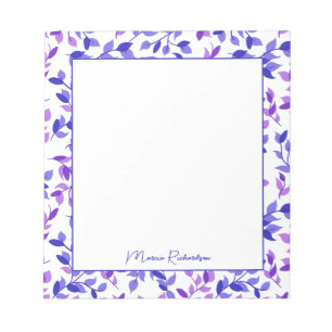 Bloc De Notas Bonito Purple Florals escritura moderna personaliz