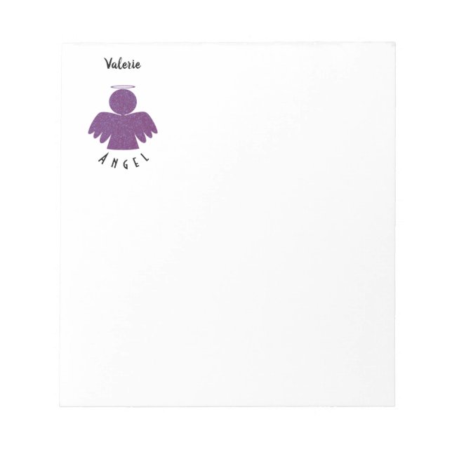 Bloc De Notas Bonito Púrpura Purpurina Angel (Frente)