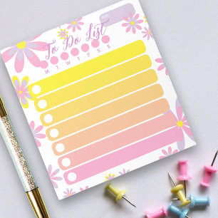 Bloc De Notas Bonito Simple Floral Naranja Rosa Amarillo A Hacer