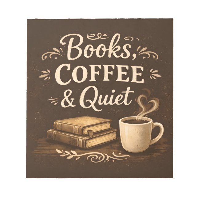 Bloc De Notas Books, Coffee & Quiet – Dark Academia Book Lover (Frente)