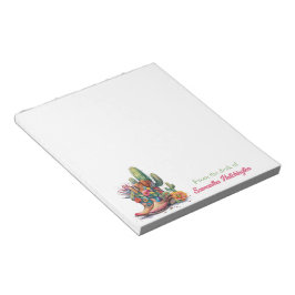 Bloc De Notas Boots de niña colorida, flores y cactus