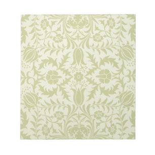 Bloc De Notas Borage vintage verde suave damasco de William Morr