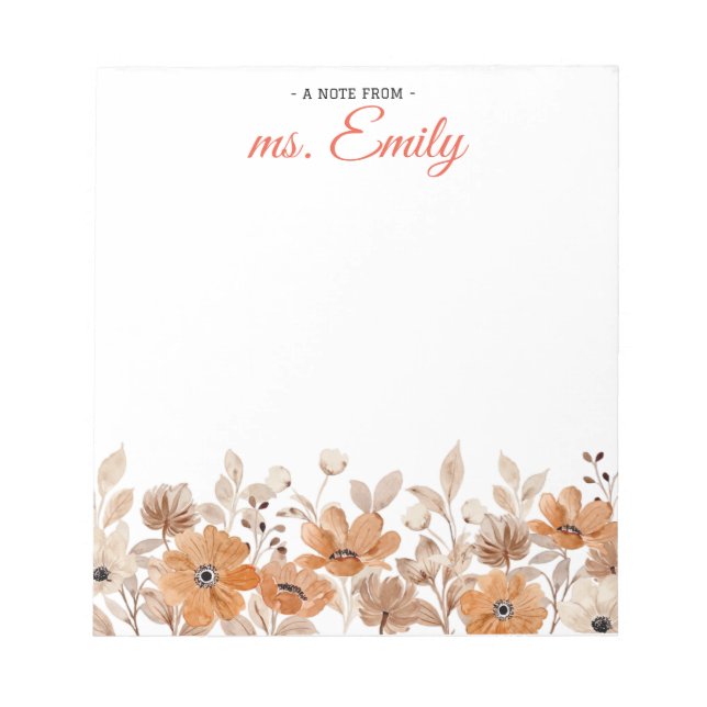 Bloc De Notas Borde de acuarela azul Boho personalizado (Frente)