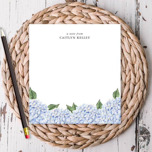 Bloc De Notas Borde de acuarela de Hydrangea azul personalizado (Subido por el creador)