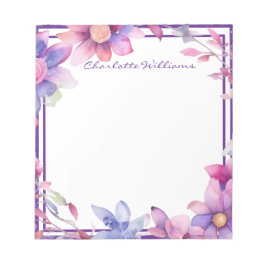 Bloc De Notas Borde de acuarela floral personalizado