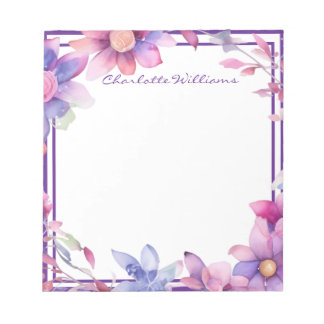 Bloc De Notas Borde de acuarela floral personalizado