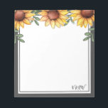 Bloc De Notas Borde de color de girasol monogramado<br><div class="desc">Diseño personalizado del bloc de notas en color girasol. Plantilla fácil de usar. Simplemente teclee tu propio nombre para hacerlo propio. Cartas monogramadas.</div>
