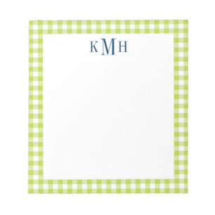 Bloc De Notas Borde de cuadro gingham verde lima