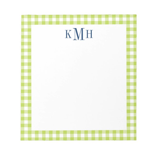 Bloc De Notas Borde de cuadro gingham verde lima (Frente)