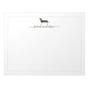 Bloc De Notas Borde de Dachshund negro y tan personalizado