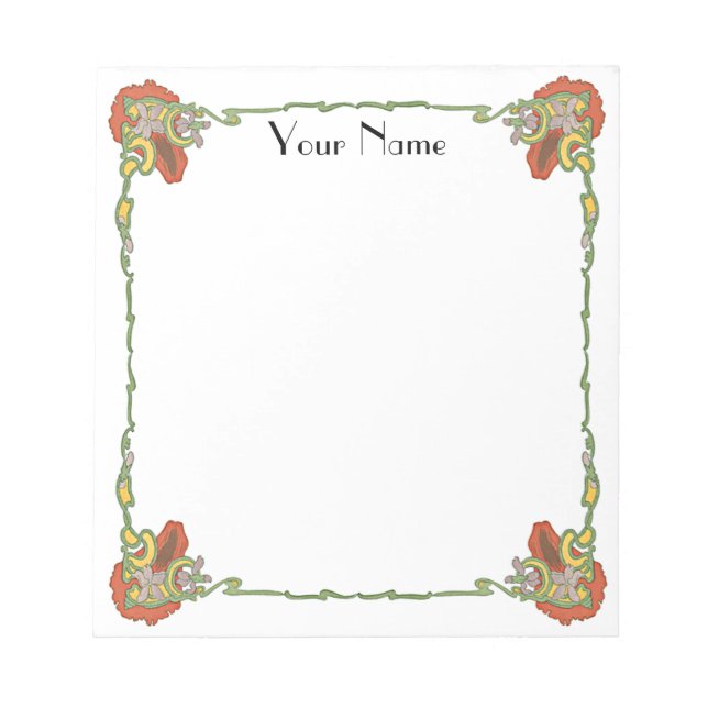 Bloc De Notas Borde de flores Art Nouveau (Frente)
