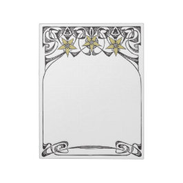 Bloc De Notas Borde de flores de oro Art Nouveau