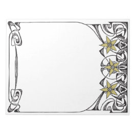 Bloc De Notas Borde de flores de oro Art Nouveau