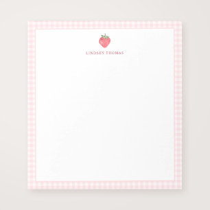 Bloc De Notas Borde de Gingham Rosa de Fresa Personalizado