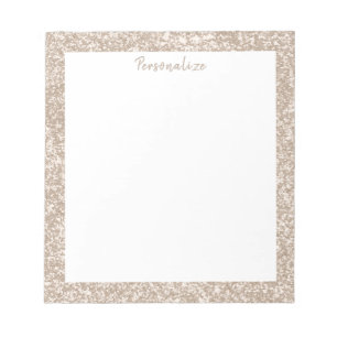 Bloc De Notas Borde elegante Purpurina blanco plateado personali