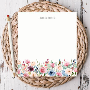 Bloc De Notas Borde floral acuático personalizado
