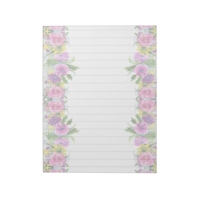 Bloc De Notas Borde floral elegante Stationery Notepad (Lado Izquierdo)