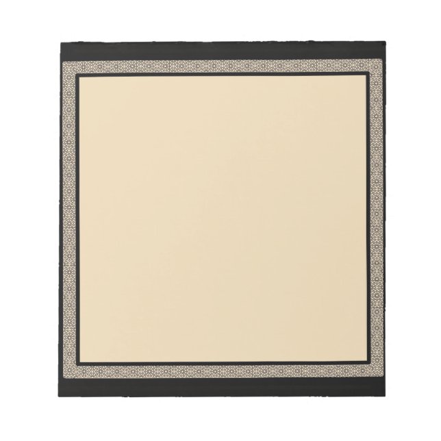 Bloc De Notas Borde geométrico beige y negro (Frente)