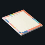 Bloc De Notas Borde Geométrico Colorido Nombre Personalizado<br><div class="desc">Agregue un toque de color a sus notas diarias con este Bloc de Notas de Nombre Personalizado con Borde Geométrico Colorido. Los bordes audaces y vibrantes enmarcan su nombre de manera hermosa, haciendo que cada página se sienta especial. Es una combinación perfecta de creatividad y practicidad para cualquiera que ame...</div>