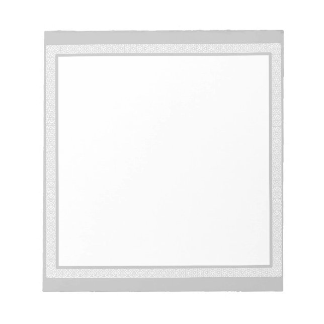 Bloc De Notas Borde geométrico gris y blanco (Frente)