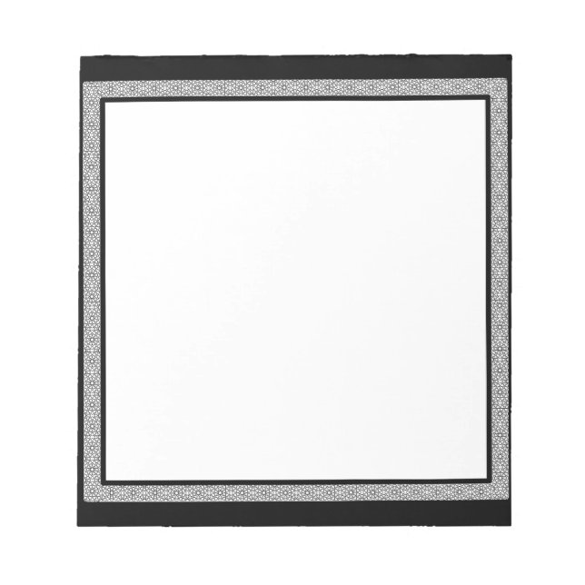 Bloc De Notas Borde geométrico negro y blanco (Frente)