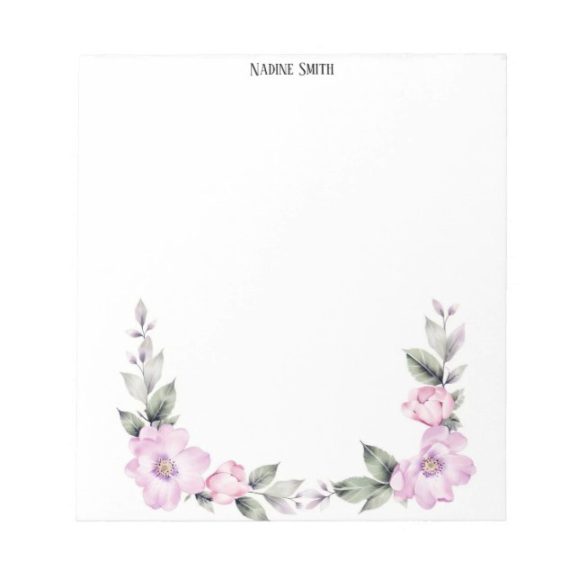 Bloc De Notas Borde inferior floral rosa pálido (Frente)