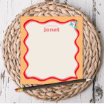 Bloc De Notas Borde ondulado rosa y retro Naranja personalizado<br><div class="desc">Este bloc de notas personalizado presenta un diseño "groovy" en azul y naranja. Utilice el formulario de plantilla para agregar su personalización.</div>