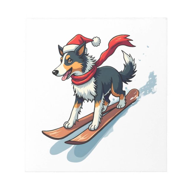 Bloc De Notas Border Collie haciendo snowboard (Frente)