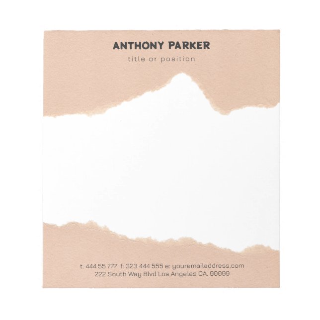 Bloc De Notas Bordes rotos por papel (Frente)