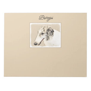 Bloc De Notas Borzoi (Brindle plateado) Pintura original de arte
