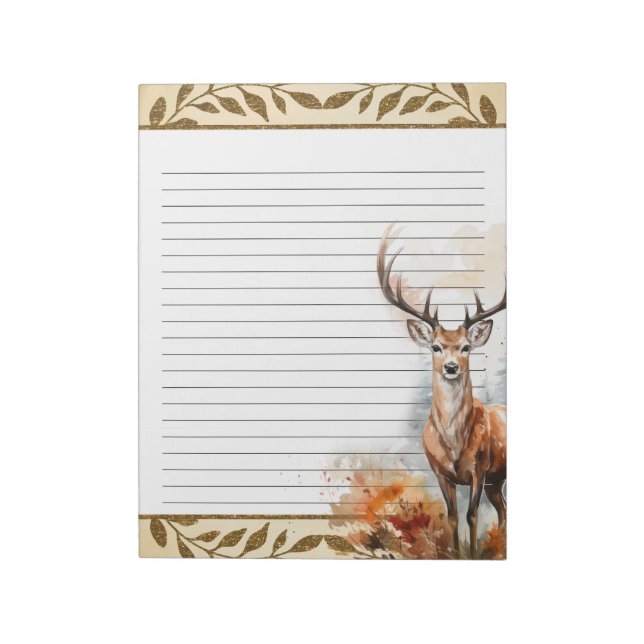 Bloc De Notas Bosque Deer Woodland Animales Naturaleza Tema Note (Lado Izquierdo)